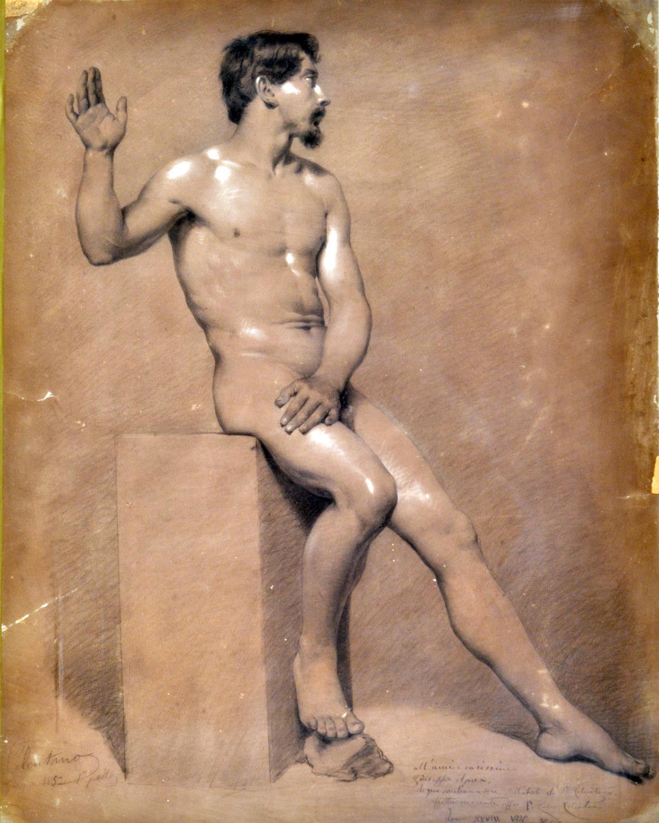 Bernardo Celentano - Nudo accademico - 1852 - cm 69 x 50