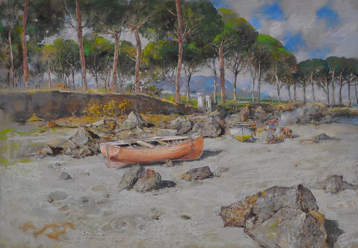 Giuseppe Casciaro - Pineta d'Ischia - 1928 - Pastello su carta - cm 58 x 83