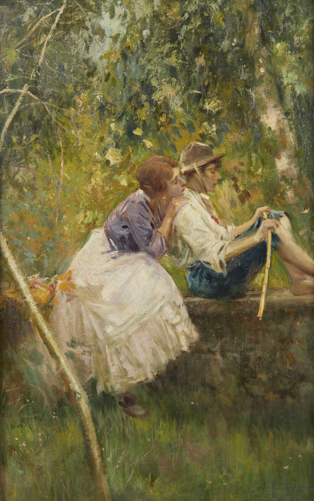 Luca Postiglione - Idillio - Olio su tela - cm 69 x 45