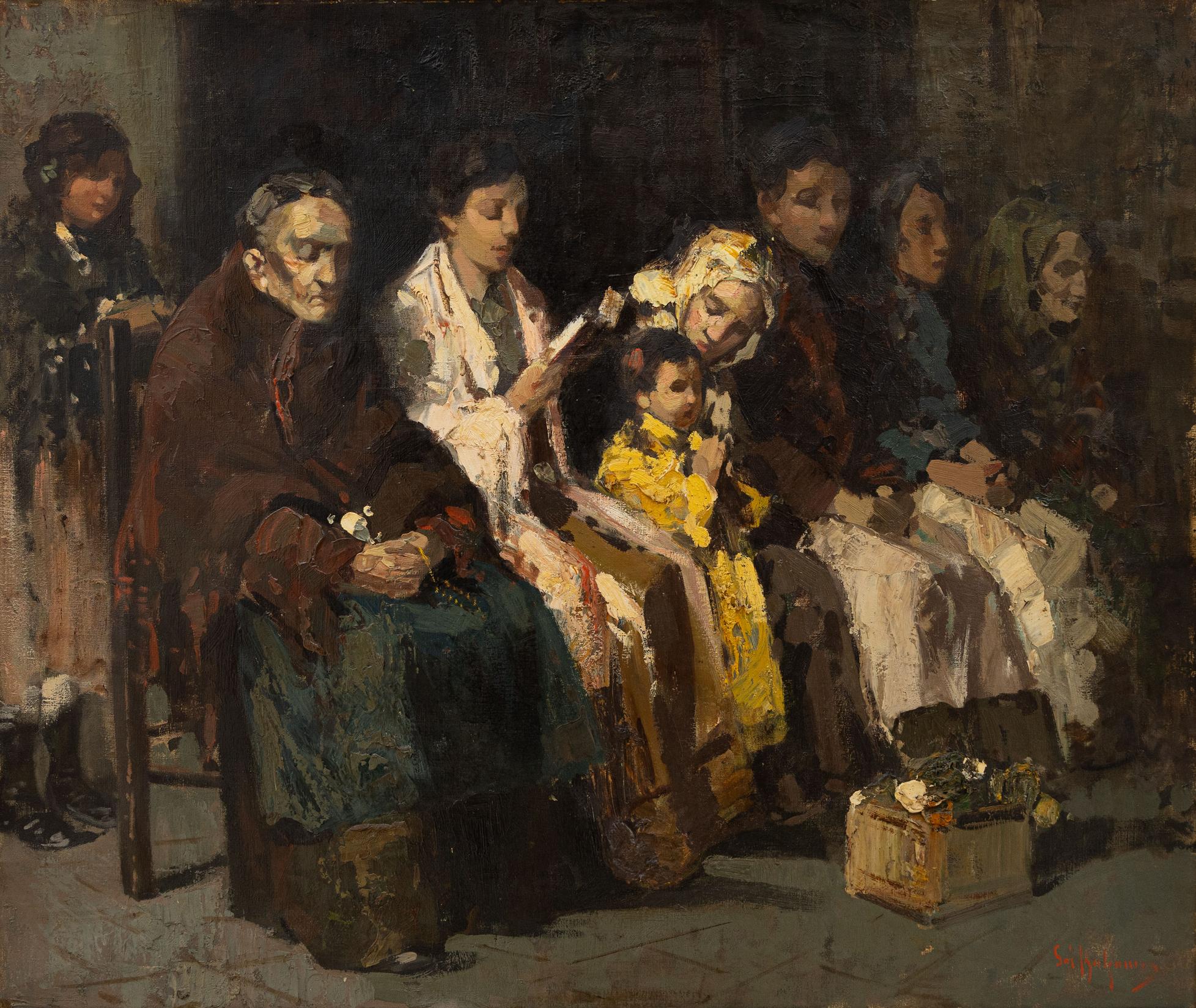 Salvatore Balsamo - In preghiera - Olio su tela - cm 76 x 88